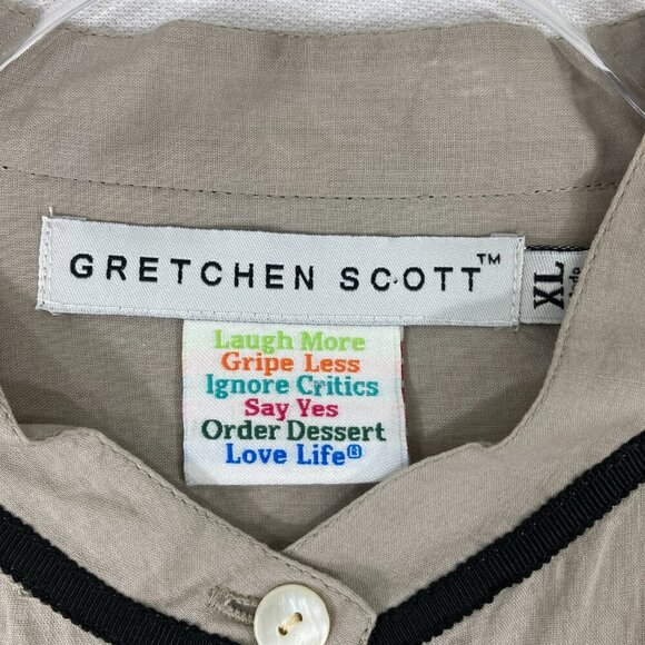 Gretchen Scott Gray Black 3/4 Sleeve Cotton Button Down XL Minimalist - Picture 2 of 12
